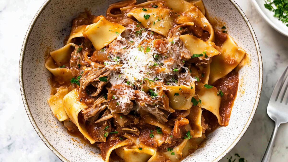 Pappardelle met gestoofd rundvlees recept | eetse