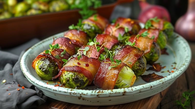 Bacon Omwikkelde Spruitjes  uit de Airfryer