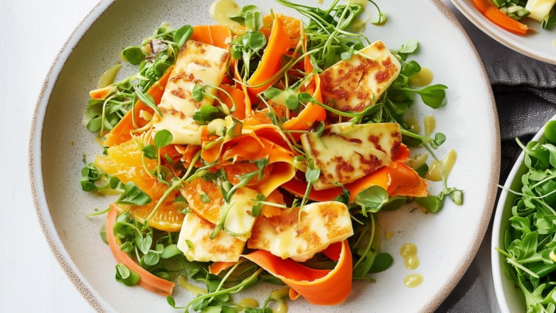 Halloumi Salade met Wortel en Sinaasappel