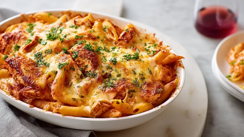 Heerlijke ovenschotel met kip en pasta