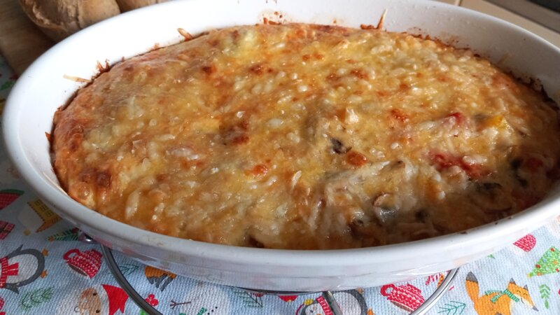 Goed gevulde Groente omelet uit de oven
