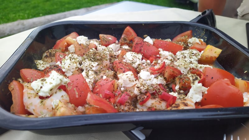 Garnalen met tomaat en feta uit de oven