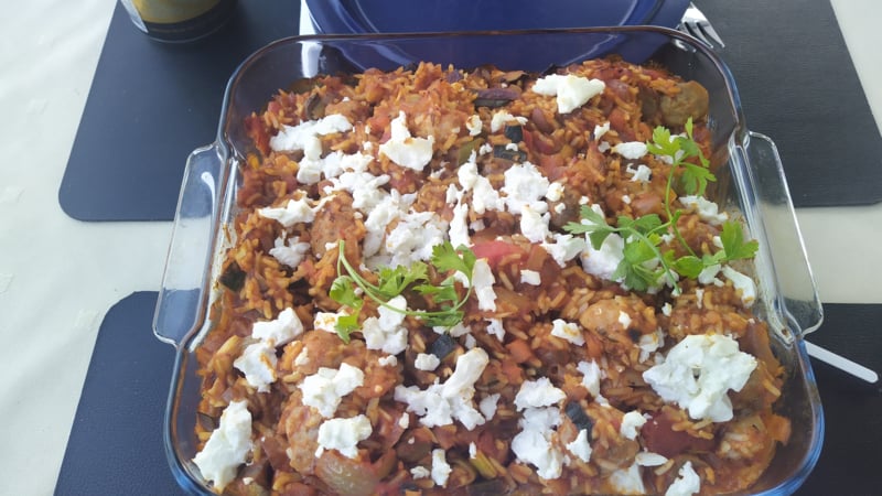 Griekse ovenschotel met kippengehakt