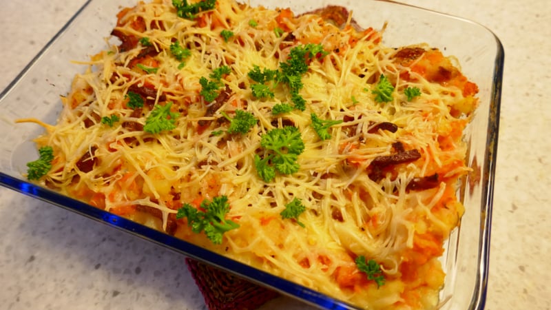 Ovenhutspot met baconreepjes