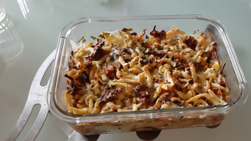 Spätzle met cantharellen