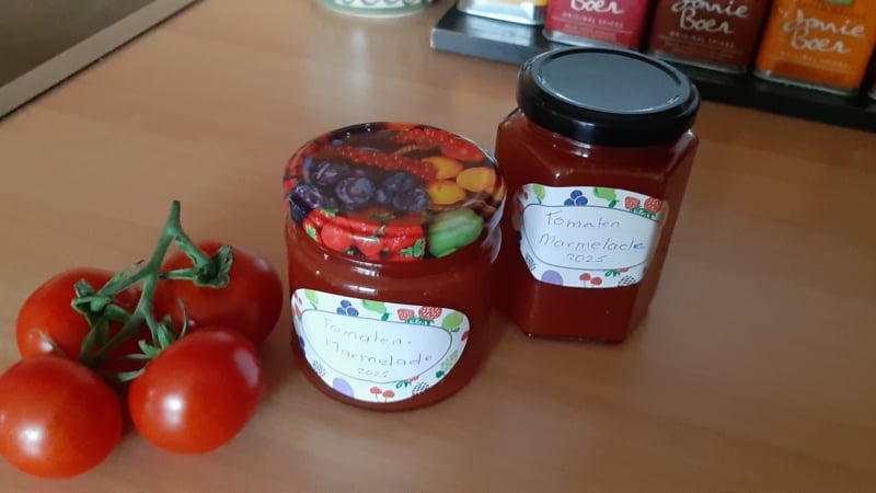 Tomatenmarmelade, zoet en beetje pittig tegelijk