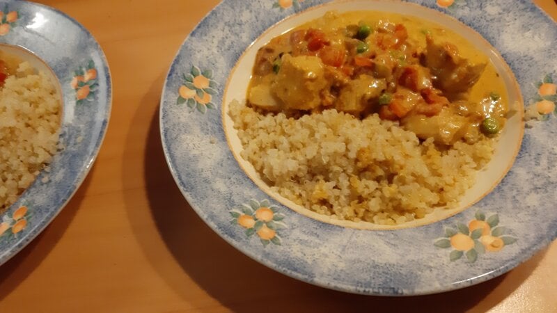 Thaise rode viscurry met kabeljauw
