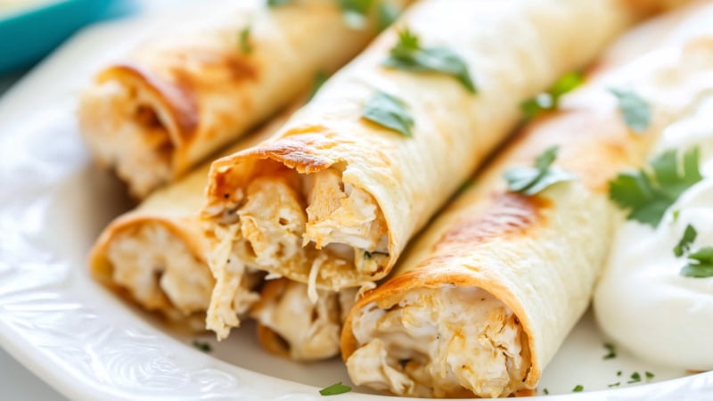 Romige kip taquitos uit de oven