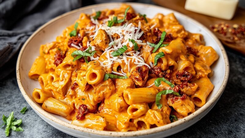 Romige pasta met kip en chorizo