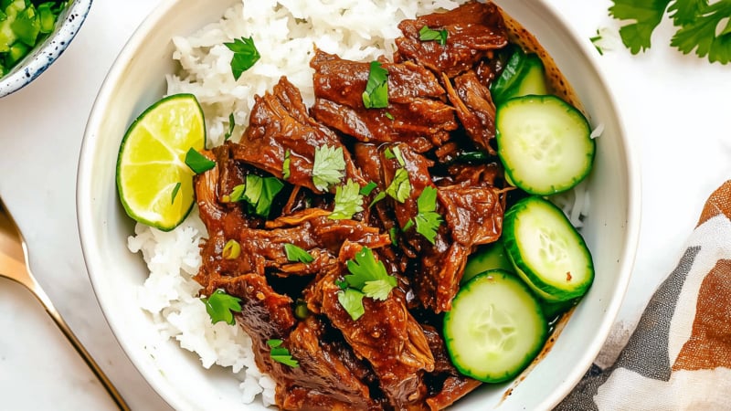 Thaise kokoscurry met draadjesvlees - Slowcooker