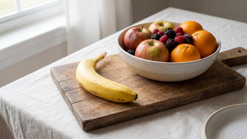 Waarom bananen niet bij ander fruit?