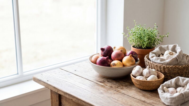 Kunnen uien en knoflook goed samen bewaard worden?