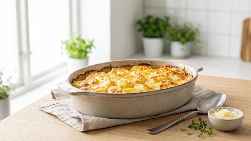 Hoe krijg ik een lekker kaaskorstje op mijn ovenschotel?