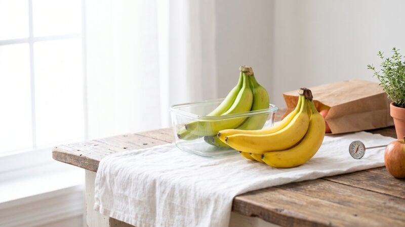 Rijpen groene bananen in de koelkast?