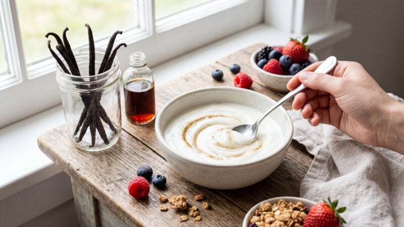 Kan ik gewoon vanille toevoegen aan naturel yoghurt?