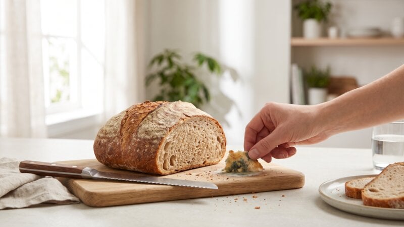 Mag ik brood eten als ik het beschimmelde gedeelte eraf snijd?