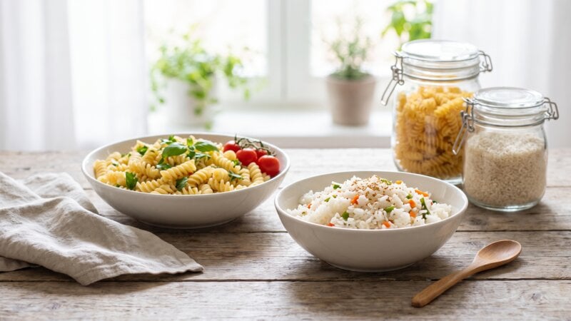 Wat bevat meer suiker, pasta of rijst?