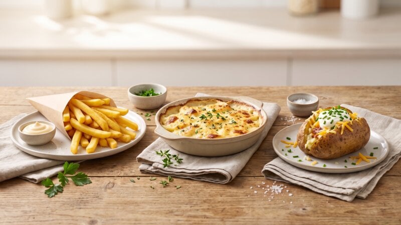 Wat zijn drie van de bekendste aardappelgerechten?