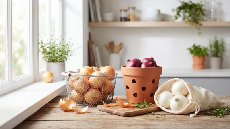 Welke soort container is het meest geschikt voor het bewaren van uien?