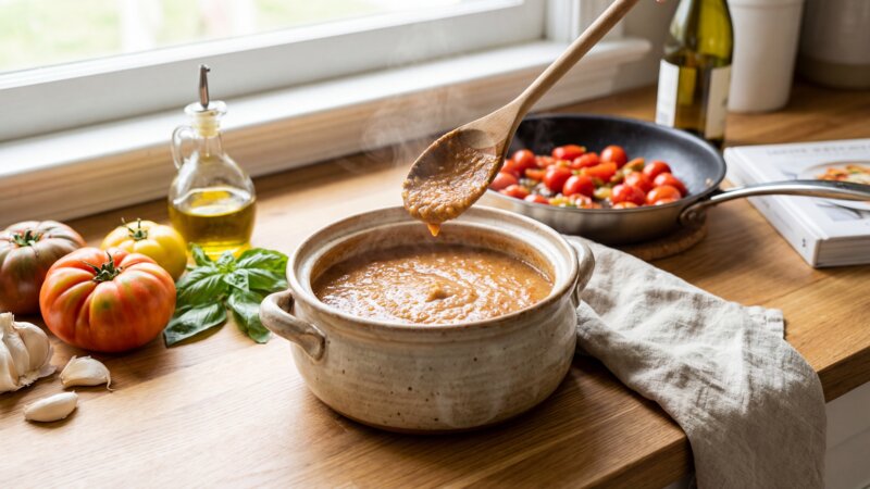 Waarom pastasaus niet laten koken?