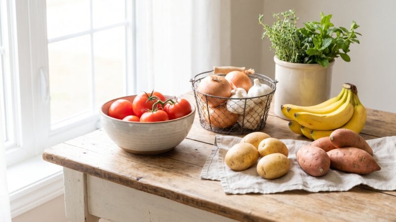Welke groenten kan ik het beste buiten de koelkast bewaren?