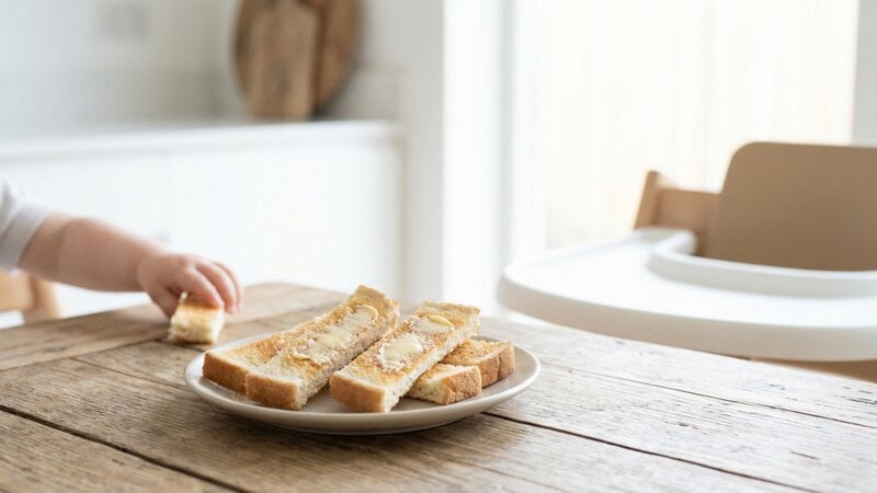 Mag ik mijn 8 maanden oude baby geroosterd brood met boter geven?
