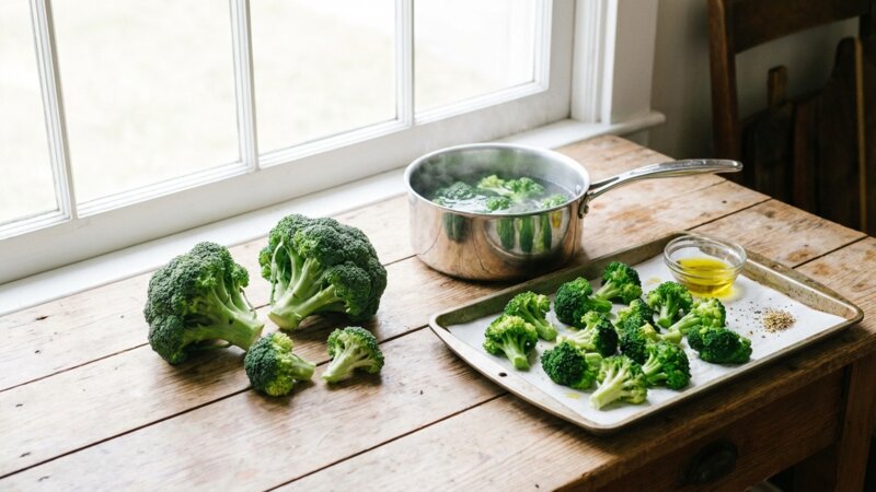 Hoe lang broccoli voorkoken voor de oven?