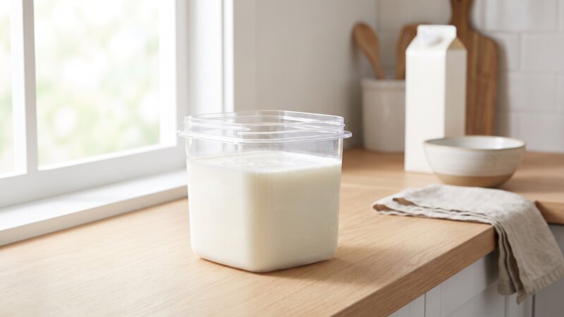 Kun je melk invriezen in een plastic bakje?