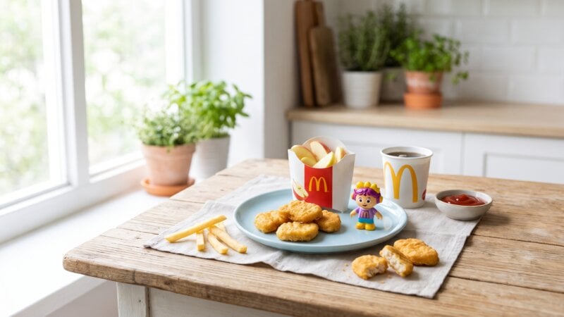 Hoeveel calorieën zitten er in een Happy Meal met 4 stukjes friet?