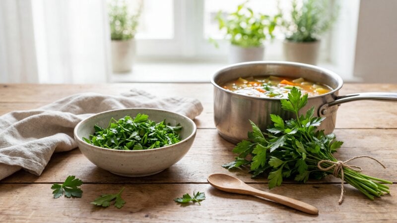 Kan je peterselie meekoken?