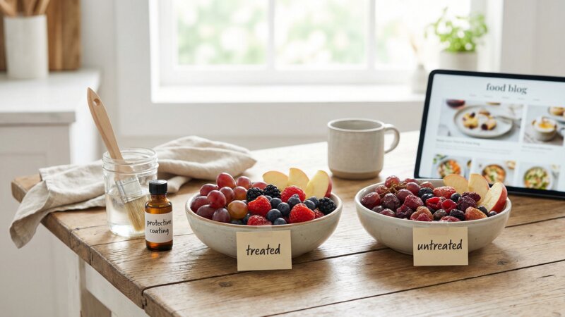 Hoe lang gaat een beschermlaag voor vers fruit mee?