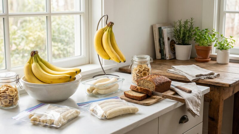 Hoe bewaar je grote hoeveelheden bananen?