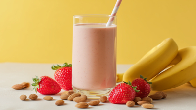 Aardbei, banaan & amandel smoothie