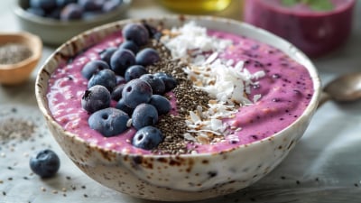 Havermout met Blauwe bessen Smoothie Bowl