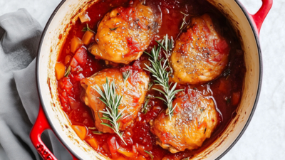 Pollo in Potacchio - Gestoofde kip met tomaten en rozemarijn