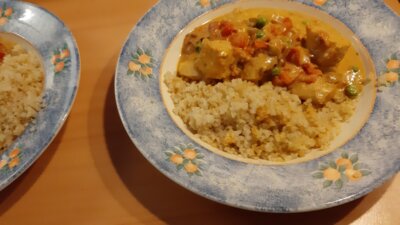 Thaise rode viscurry met kabeljauw