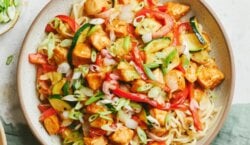 Snelle woknoedels met kipfilet en groente