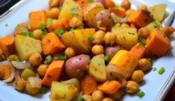 Vegetarisch Traybake met Kikkererwten en Groenten