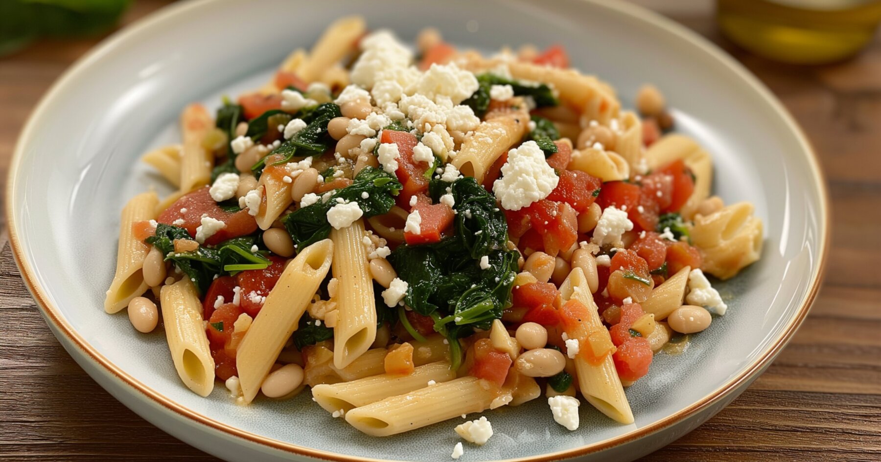 Griekse pasta met tomaten en witte bonen recept | eetse