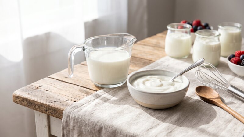 Hoeveel yoghurt per kopje melk?