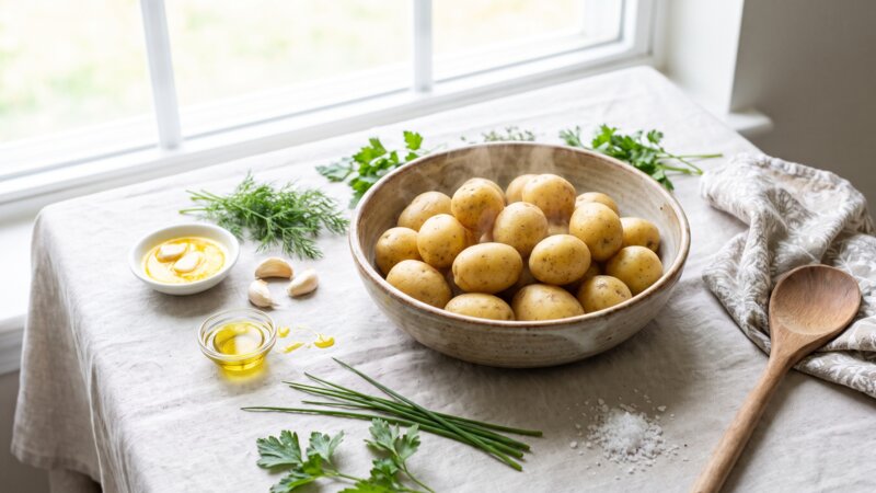 Hoe kan ik gekookte aardappelen meer smaak geven?