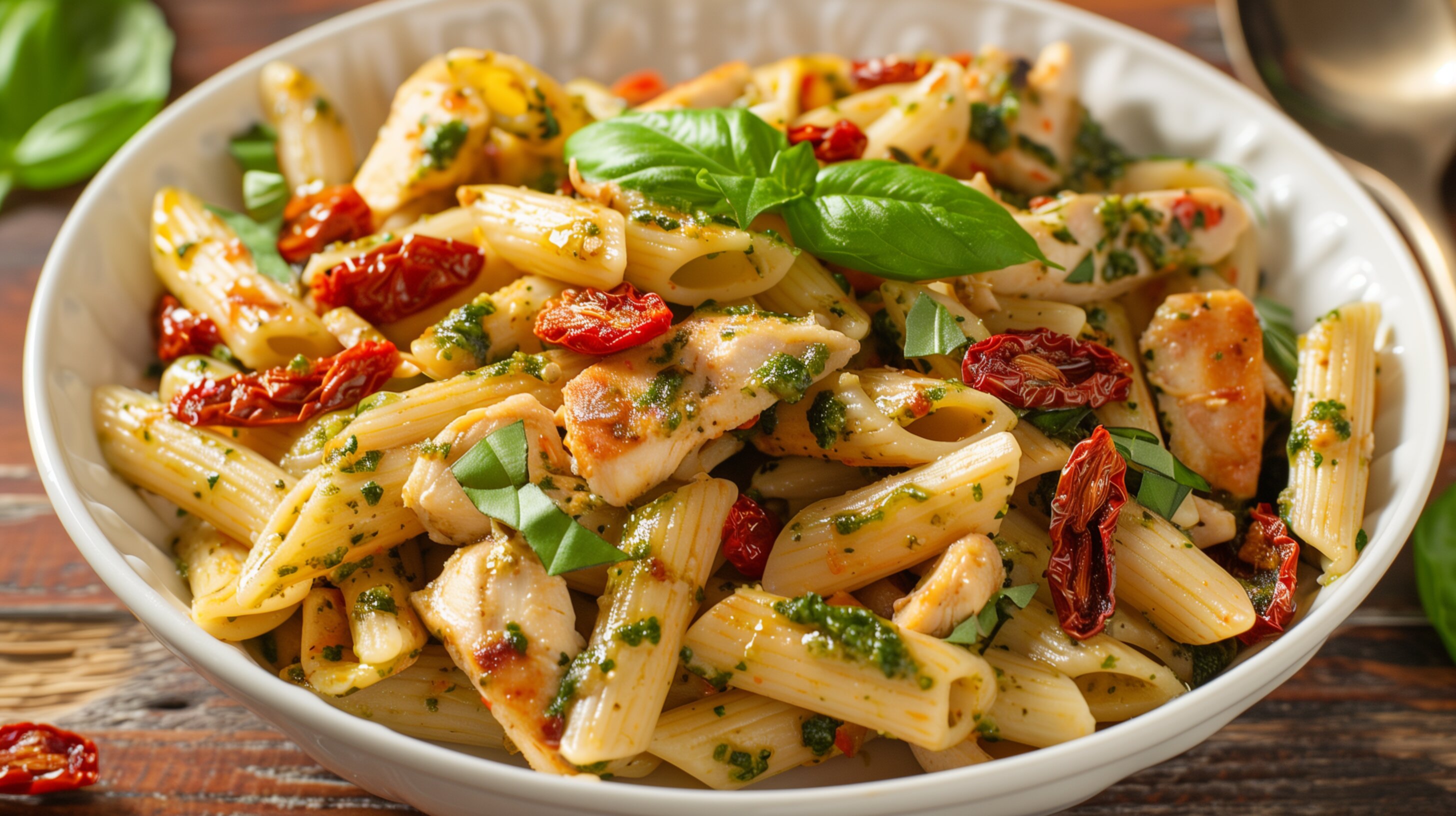 Pasta Pesto met Kip